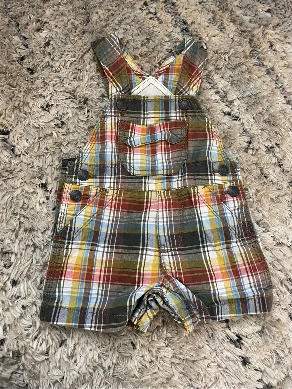 Plaid Short Overalls for Kids in Multi-Color